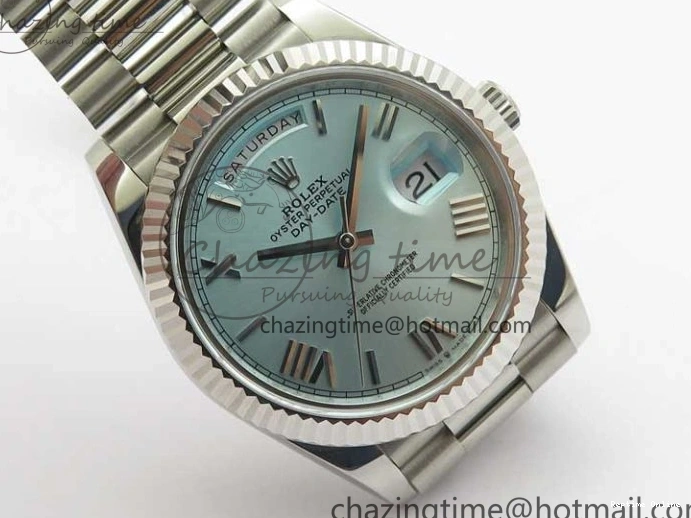 0501 WaterResistant Day Date 40 SS Bp Maker 1:1 Best Edition Tiffany Blue Roman Dial on SS Bracelet A 2549